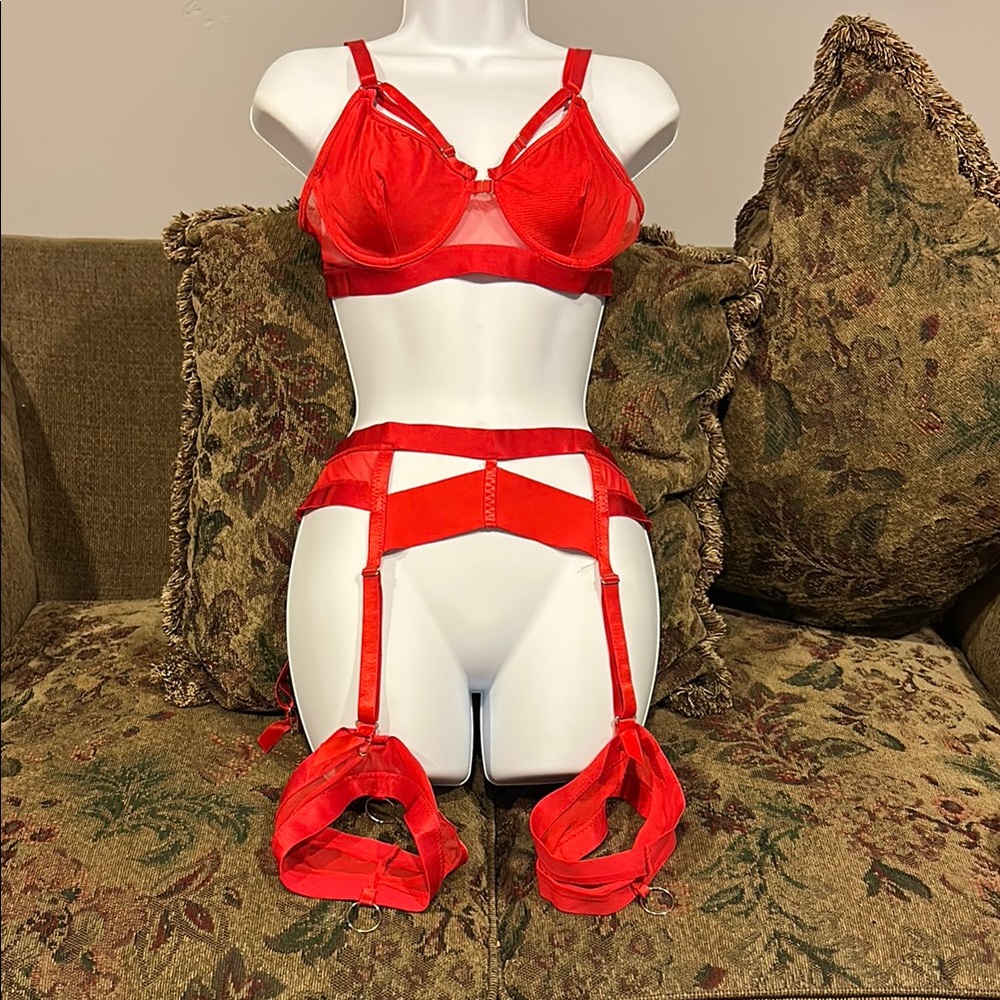 Red Lace Bra with Elegant Detailing